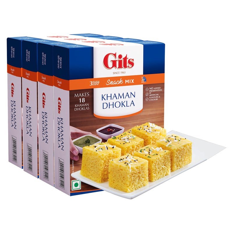 Gits Instant Khaman Dhokla Snack Mix, 720g (Pack of 4 X 180g Each) - Image 1